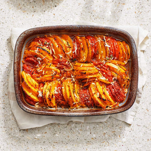 Recipe:  Potato-Tomato Gratin With Horseradish